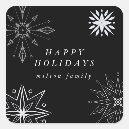 Silver Snowflake Holiday Umschlag Aufkleber (Vorderseite)