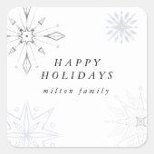Silver Snowflake Holiday Umschlag Aufkleber (Vorderseite)