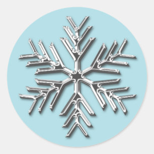 Silver Snowflake Holiday Weihnachten Umschlag Runder Aufkleber