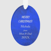 Silver Snowflake Ice Skater auf Blue Ornament (Rückseite)