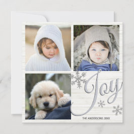 Silver Snowflake Join Script 3 Foto Collage Feiertagskarte