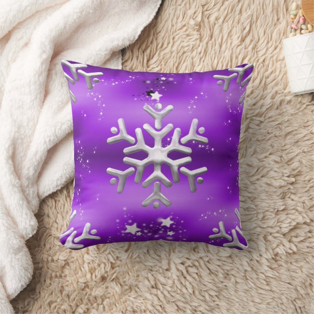 Silver Snowflake Lila Weihnachten Kissen (Decke)