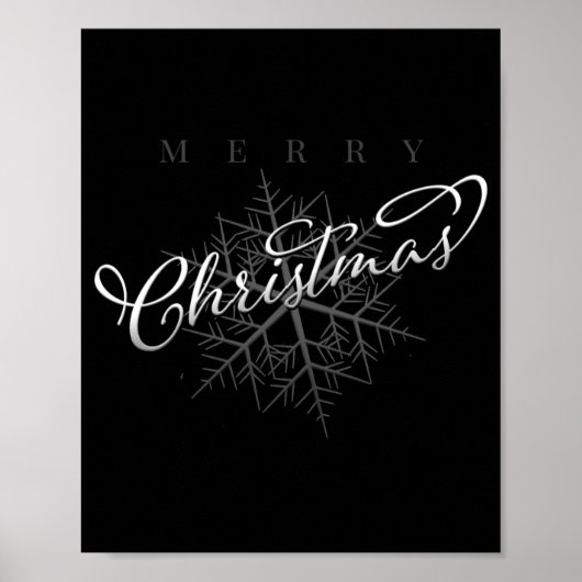 Silver Snowflake Merry Christmas Poster (Vorne)