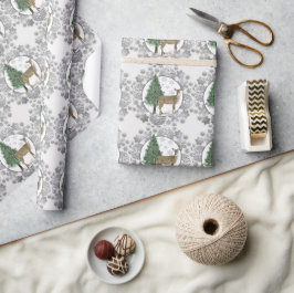 Silver Snowflake mit Whitetail Deer Geschenkpapier