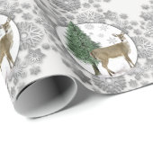 Silver Snowflake mit Whitetail Deer Geschenkpapier (Rolleneckpunkt)