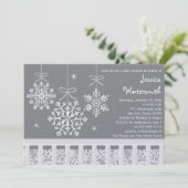 Silver Snowflake Mobile Baby Shower Einladungen (Stehend Vorderseite)