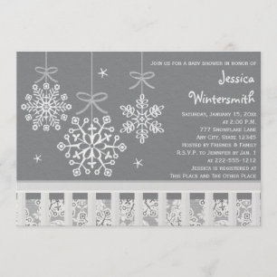 Silver Snowflake Mobile Baby Shower Einladungen