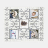 Silver Snowflake Optionales Monogramm 5-Foto Fleecedecke (Vorderseite (Horizontal))
