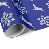 Silver Snowflake Pattern Rentier Geschenkpapier (Rolleneckpunkt)