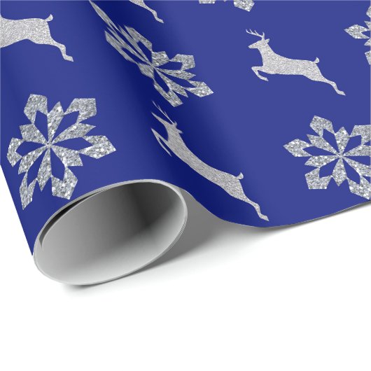 Silver Snowflake Pattern Rentier Geschenkpapier (Rolleneckpunkt)