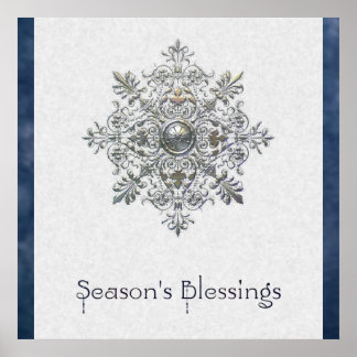 Silver Snowflake Poster