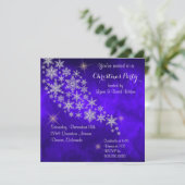 Silver Snowflake Royal Blue Weihnachtsfest Party Einladung (Stehend Vorderseite)