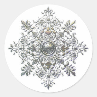 Silver Snowflake Runder Aufkleber