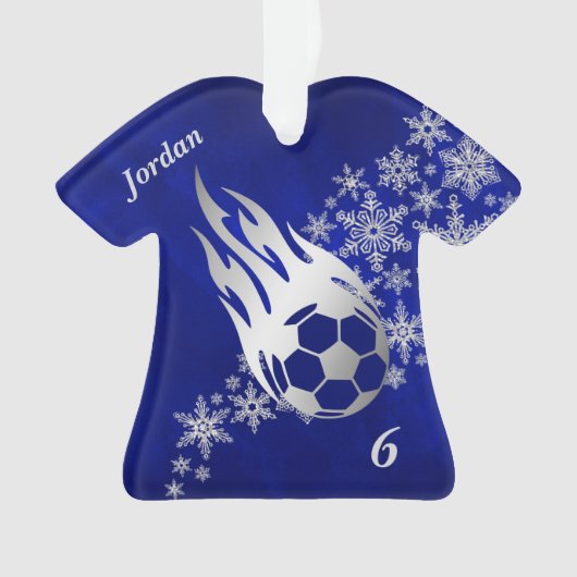 Silver Snowflake Soccer Ball Flame Ornament (Vorderseite)