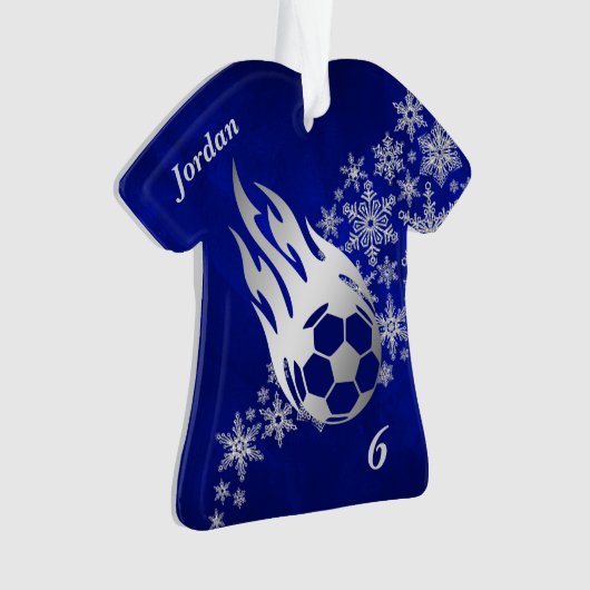 Silver Snowflake Soccer Ball Flame Ornament (Vorderseite)