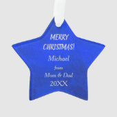 Silver Snowflake Soccer Player auf Blue Ornament (Rückseite)