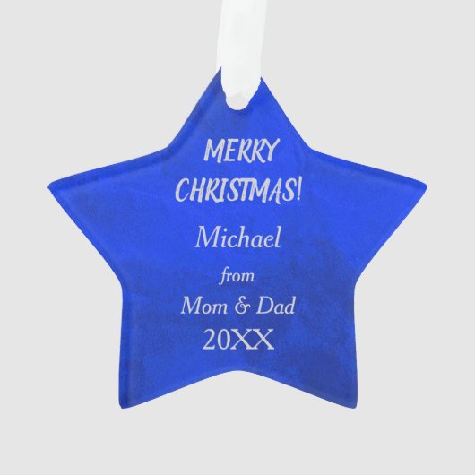 Silver Snowflake Soccer Player auf Blue Ornament (Rückseite)