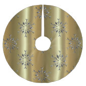 Silver Snowflake Stars auf Gold Polyester Weihnachtsbaumdecke (Vorderseite)