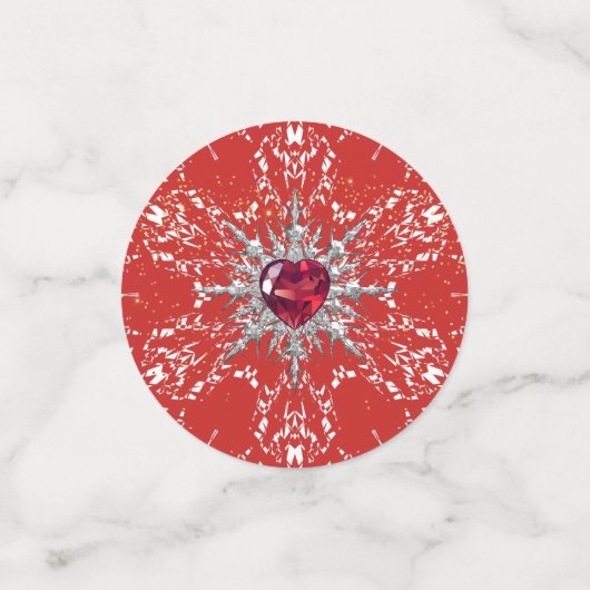 Silver Snowflake und Ruby Confetti Konfetti (Klein Vorderseite)