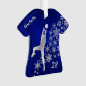 Silver Snowflake Volleyball Player Ornament (Vorderseite)