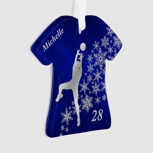 Silver Snowflake Volleyball Player Ornament (Vorderseite)