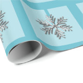 Silver Snowflake Weihnachten Blau Geschenkpapier (Rolleneckpunkt)