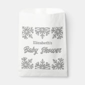 Silver Snowflake Winter Baby Dusche Geschenktütchen (Vorderseite)