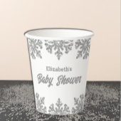Silver Snowflake Winter Baby Dusche Pappbecher