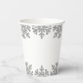 Silver Snowflake Winter Baby Dusche Pappbecher (Rückseite)