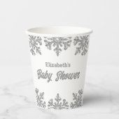 Silver Snowflake Winter Baby Dusche Pappbecher (Vorderseite)