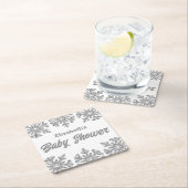 Silver Snowflake Winter Baby Dusche Rechteckiger Pappuntersetzer (Vor Ort)