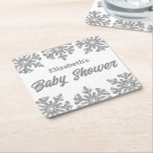 Silver Snowflake Winter Baby Dusche Rechteckiger Pappuntersetzer (angewinkelt)