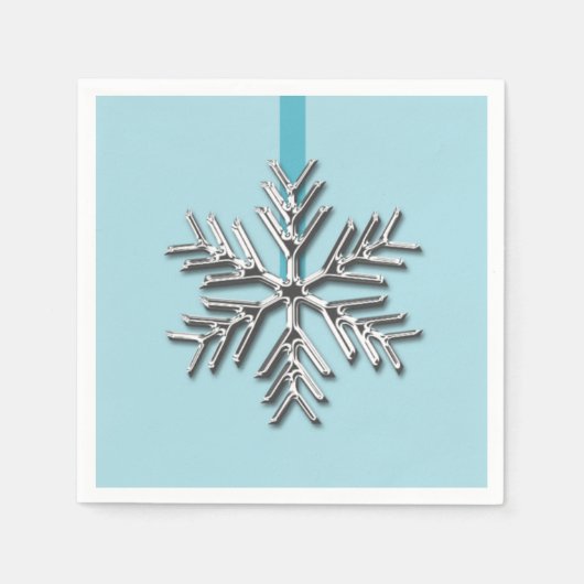 Silver Snowflake Winter Blue Ribbon Weihnachten We Serviette (Vorderseite)