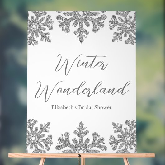 Silver Snowflake Winter Brautparty Acrylschild (Neutral)