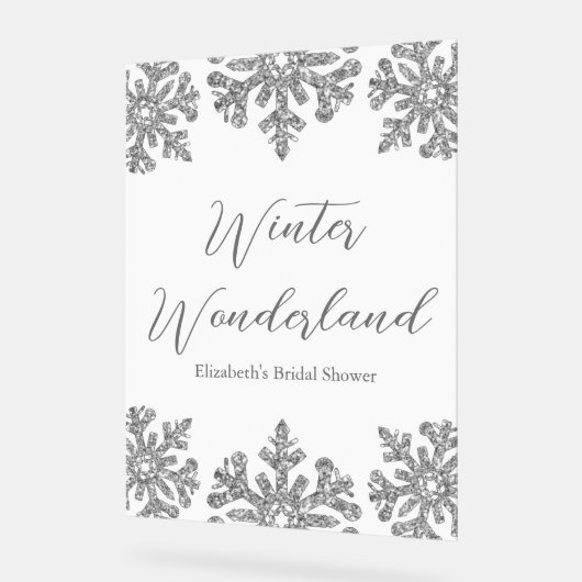 Silver Snowflake Winter Brautparty Acrylschild (Winkel)