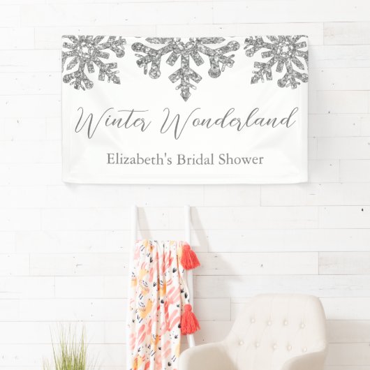 Silver Snowflake Winter Brautparty Banner (Insitu)