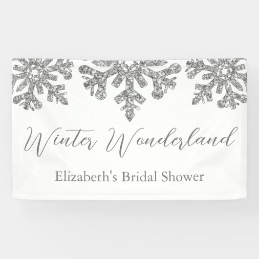 Silver Snowflake Winter Brautparty Banner (Horizontal)