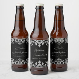 Silver Snowflake Winter Brautparty Bierflaschenetikett