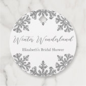 Silver Snowflake Winter Brautparty Geschenkanhänger (Rückseite)