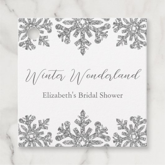 Silver Snowflake Winter Brautparty Geschenkanhänger (Vorderseite)
