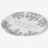Silver Snowflake Winter Brautparty Pappteller (Schrägansicht)