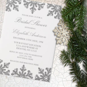 Silver Snowflake Winter Brautparty Pergament Einladungen