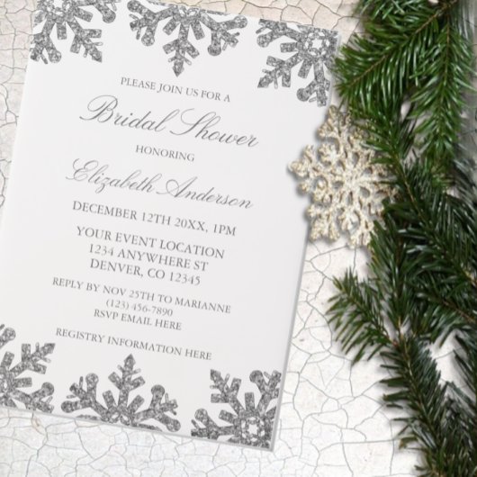Silver Snowflake Winter Brautparty Pergament Einladungen