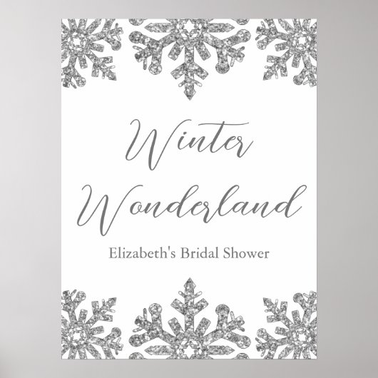 Silver Snowflake Winter Brautparty Poster (Vorne)