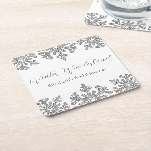 Silver Snowflake Winter Brautparty Rechteckiger Pappuntersetzer (angewinkelt)