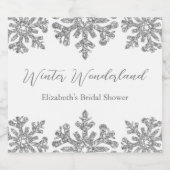 Silver Snowflake Winter Brautparty Schaumweinetikett (Einzelnes Label)