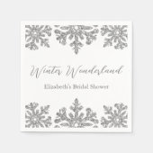 Silver Snowflake Winter Brautparty Serviette (Vorderseite)