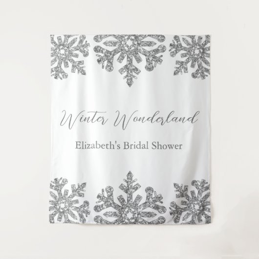 Silver Snowflake Winter Brautparty Wandteppich (Vorderseite)