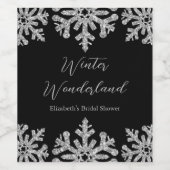 Silver Snowflake Winter Brautparty Weinetikett (Einzelnes Label)