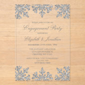Silver Snowflake Winter Engagement Party Acryleinladungen (Vorderseite)